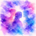 Abstract watercolour-style image in shades of purple and blue suggesting relational diversity and fluid identity