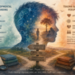 Abstract watercolour-style illustration representing the tension between trauma-informed perspectives and neurodevelopmental understandings of ADHD