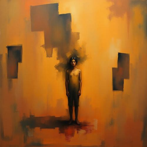What if I cannot explain what I feel? A calm watercolour illustration of a person gazing quietly at soft blurred colours flowing around them, as if emotions are present yet hard to name.