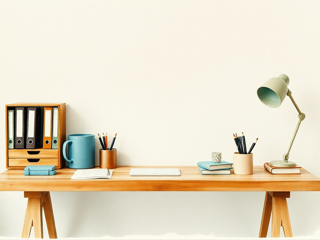 Abstract watercolour washes in sage green, blue and warm ochre.