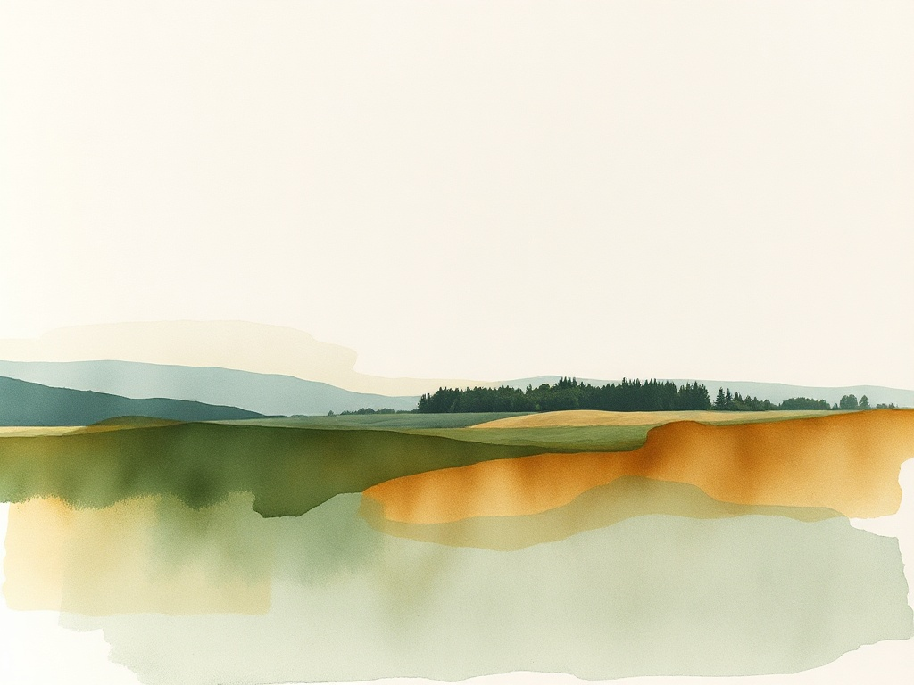 Watercolour of gentle ripples spreading across still water.