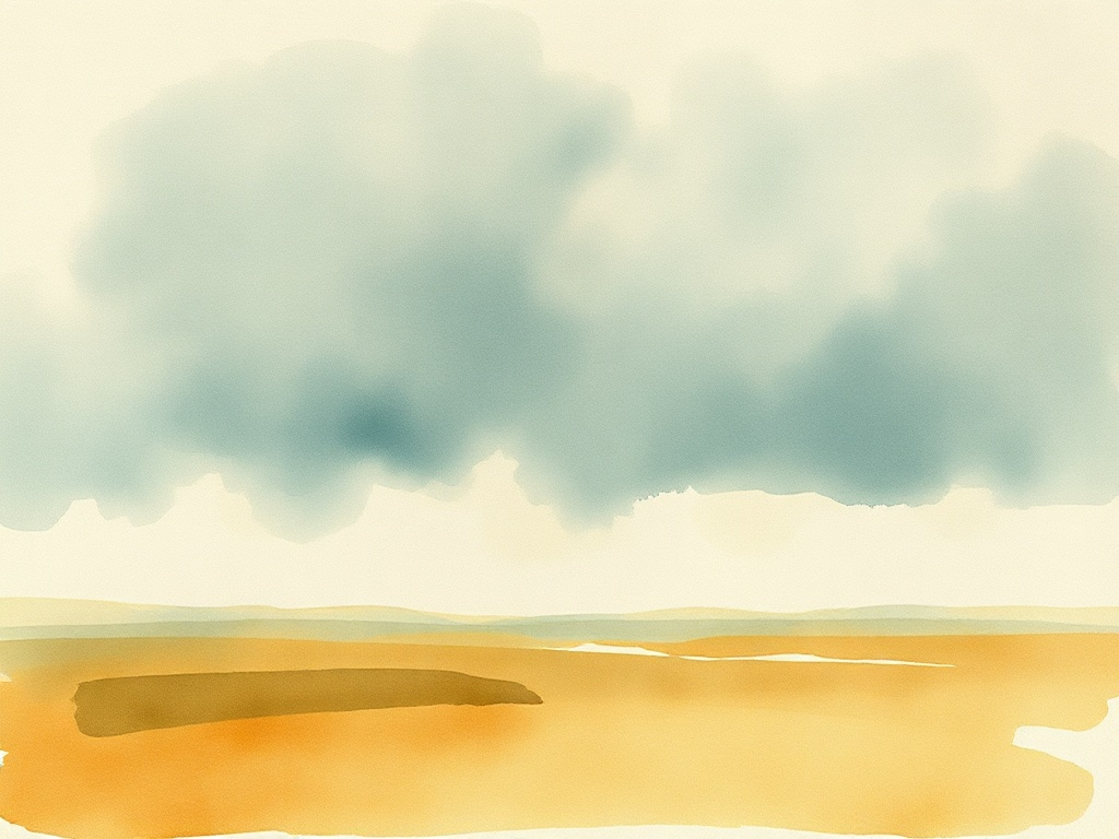 Soft hills watercolour Watercolour of layered soft hills beneath a pale sky.
