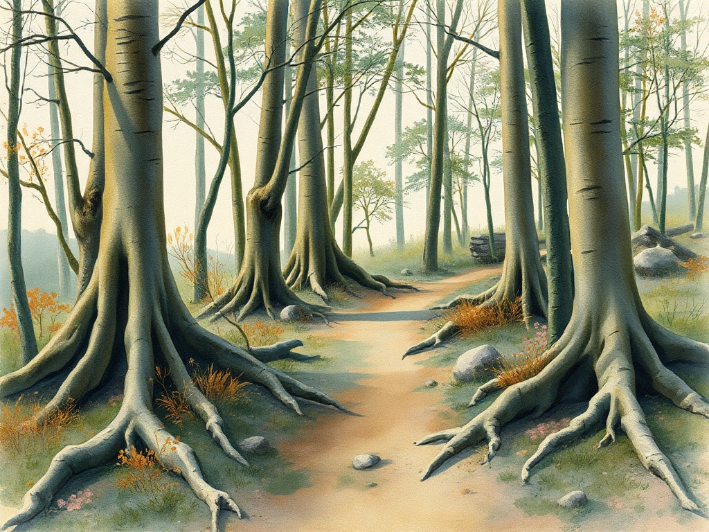 Watercolour of gentle ripples spreading across still water.